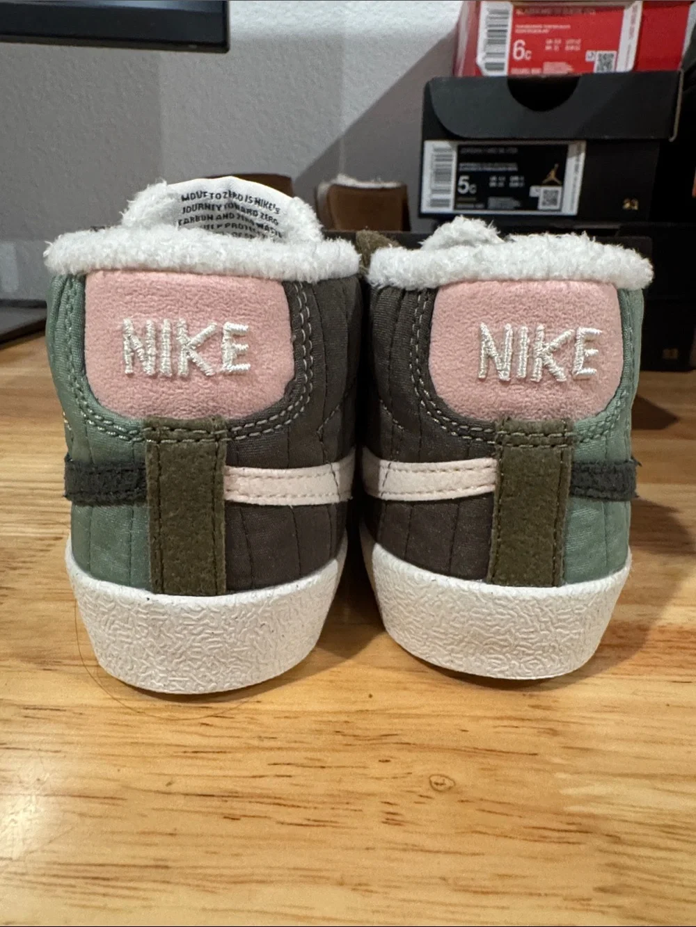 Nike Blazers Kids High-Top Sneakers in Olive, Gray and White
